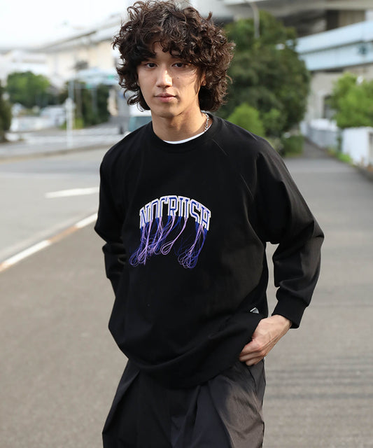 HOOK -original- フリンジデザイン英字刺繍ロンTEE