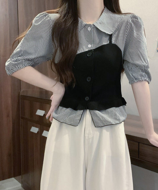 【Jasmine】アシンメトリーチェックブラウス