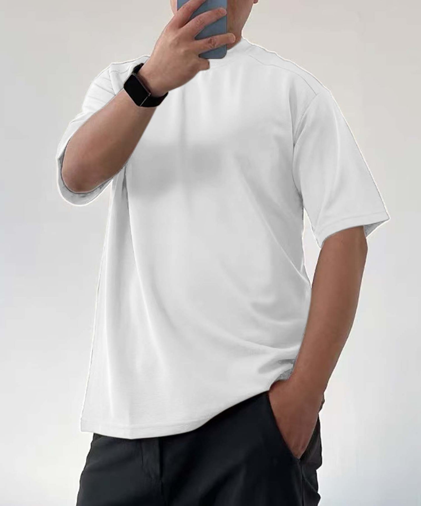 aimoha men ナチュラルトーンシンプルTシャツ