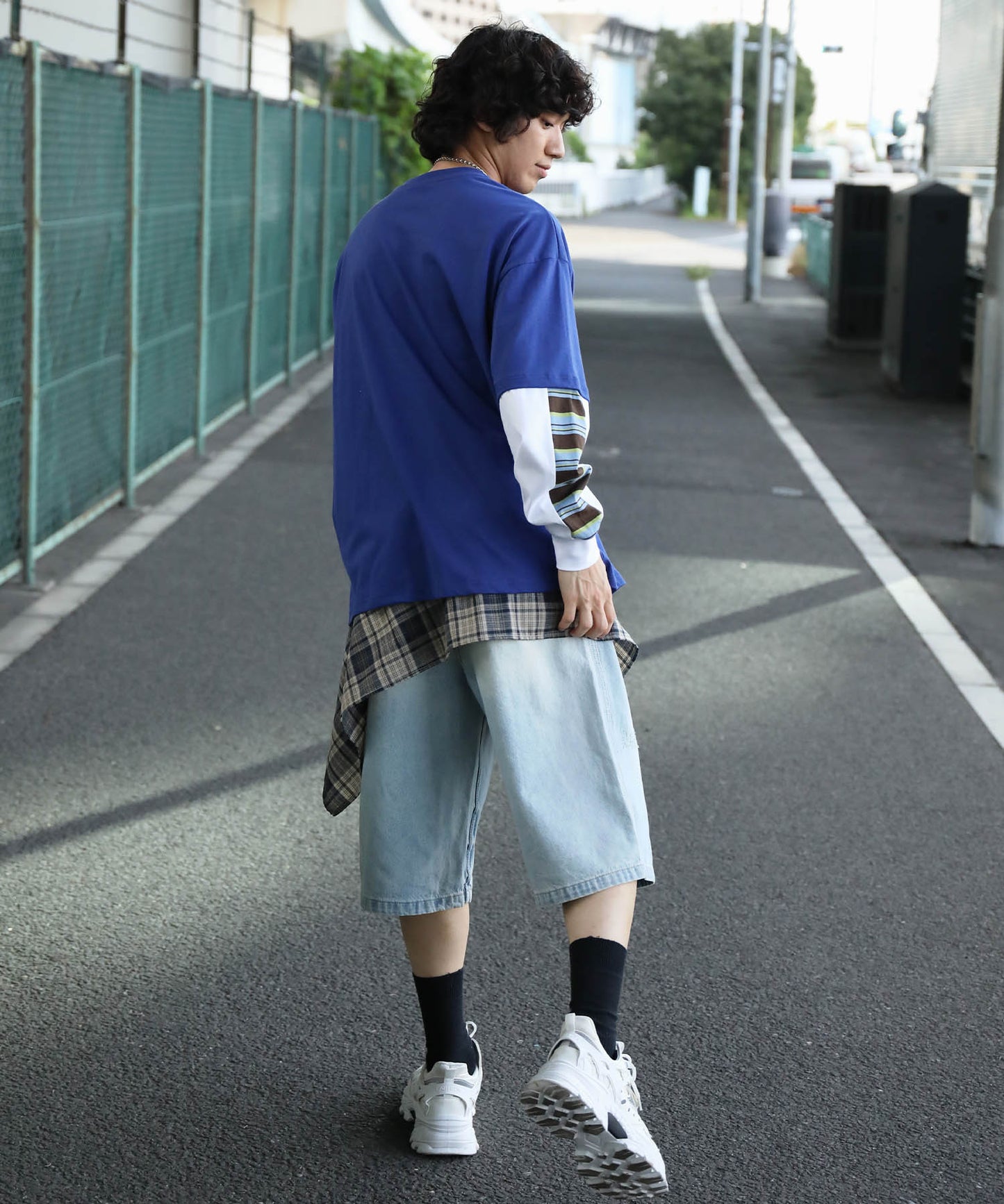 HOOK -original- アメリカンカートゥーンうさぎプリント袖切り替えTEE