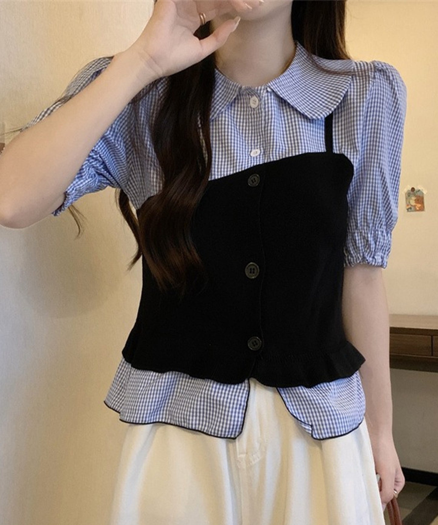 【Jasmine】アシンメトリーチェックブラウス