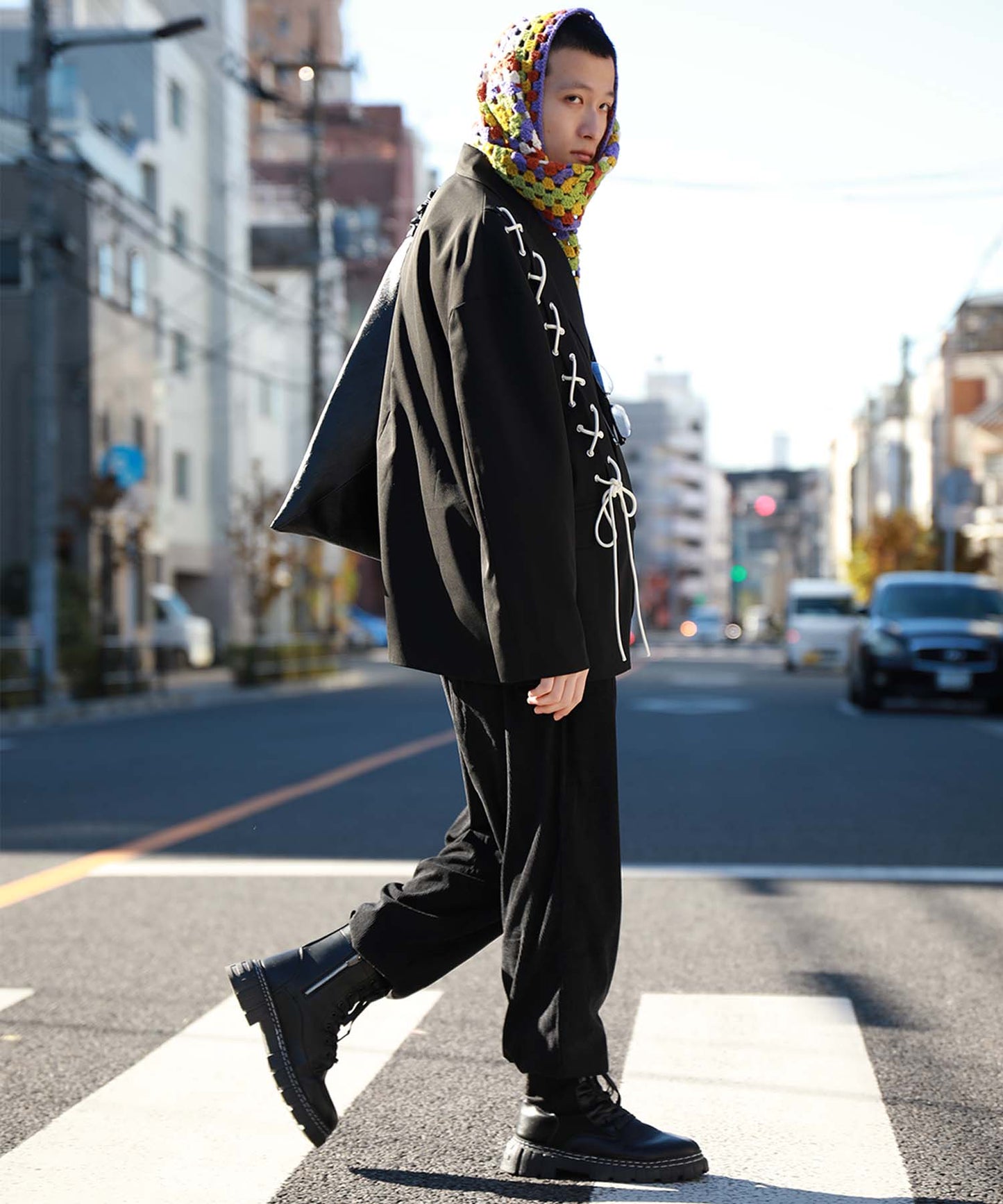 《予約販売》HOOK -original- アシンメトリー編み上げテーラードジャケット
