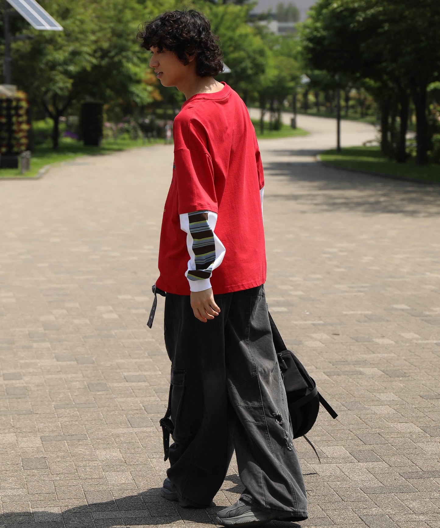 HOOK -original- アメリカンカートゥーンうさぎプリント袖切り替えTEE