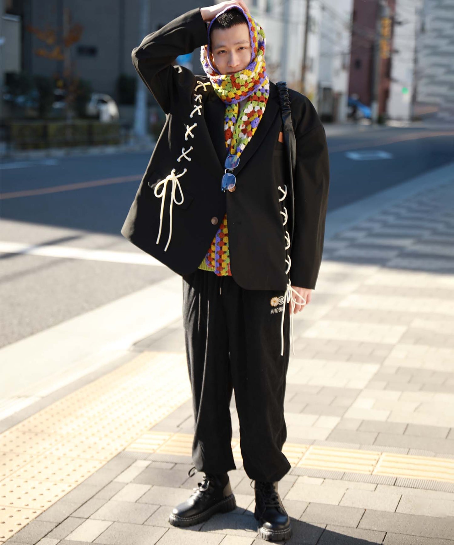 《予約販売》HOOK -original- アシンメトリー編み上げテーラードジャケット