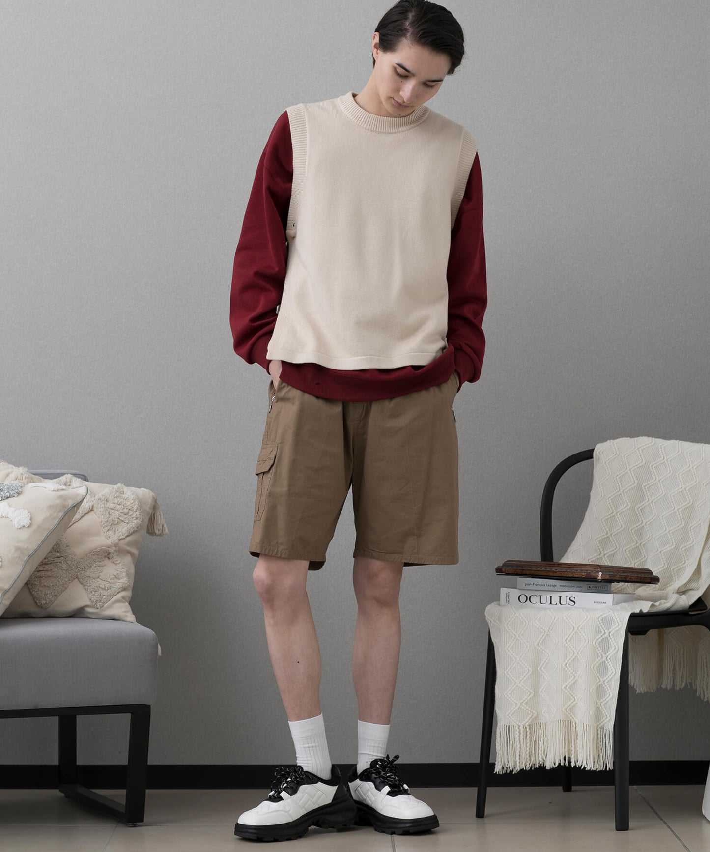 【aimoha MEN】BASIC CARGO SHORTS べシックカーゴショーツ
