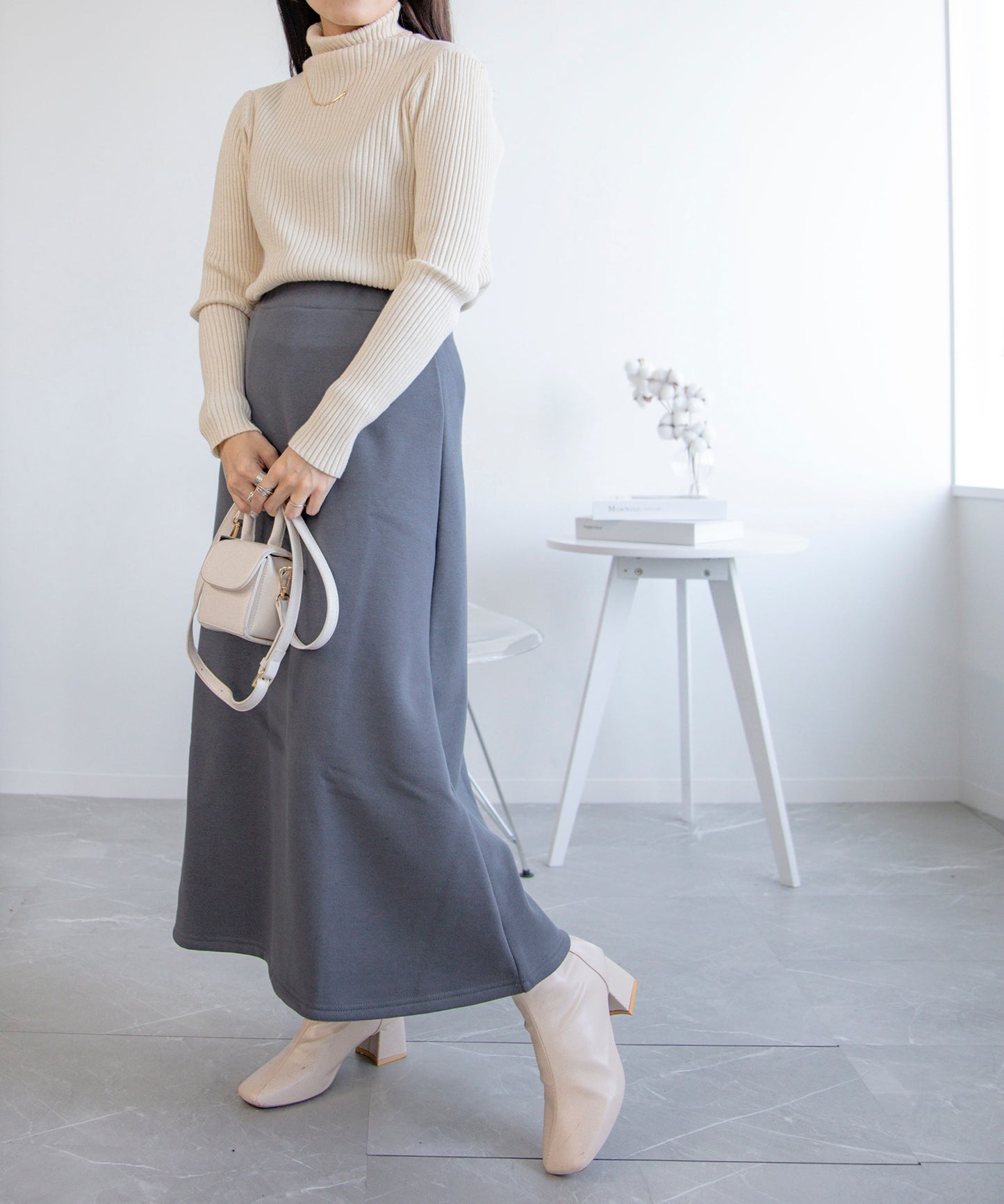 裏起毛ウォームストレッチ フレアロングスカート