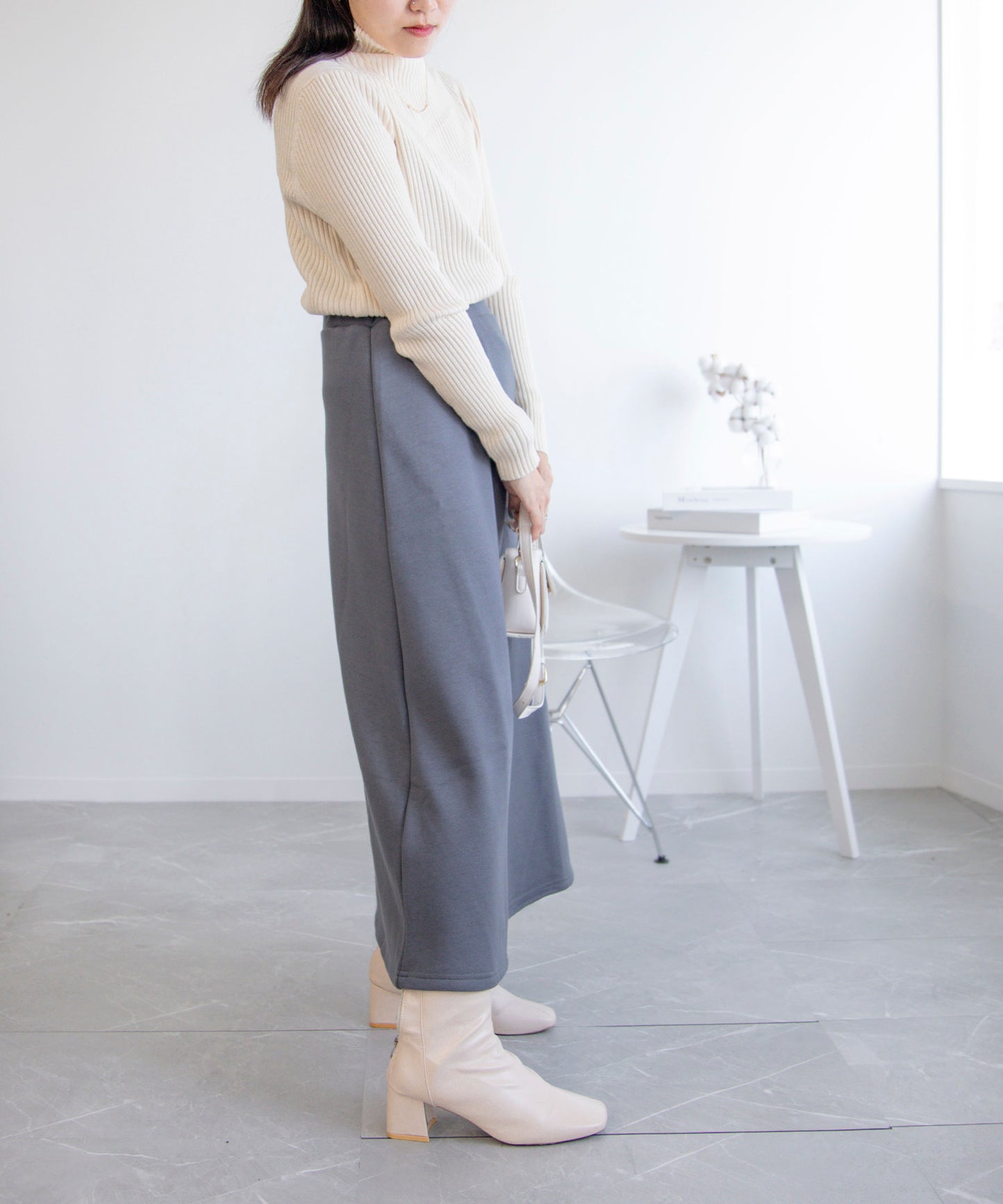 裏起毛ウォームストレッチ フレアロングスカート