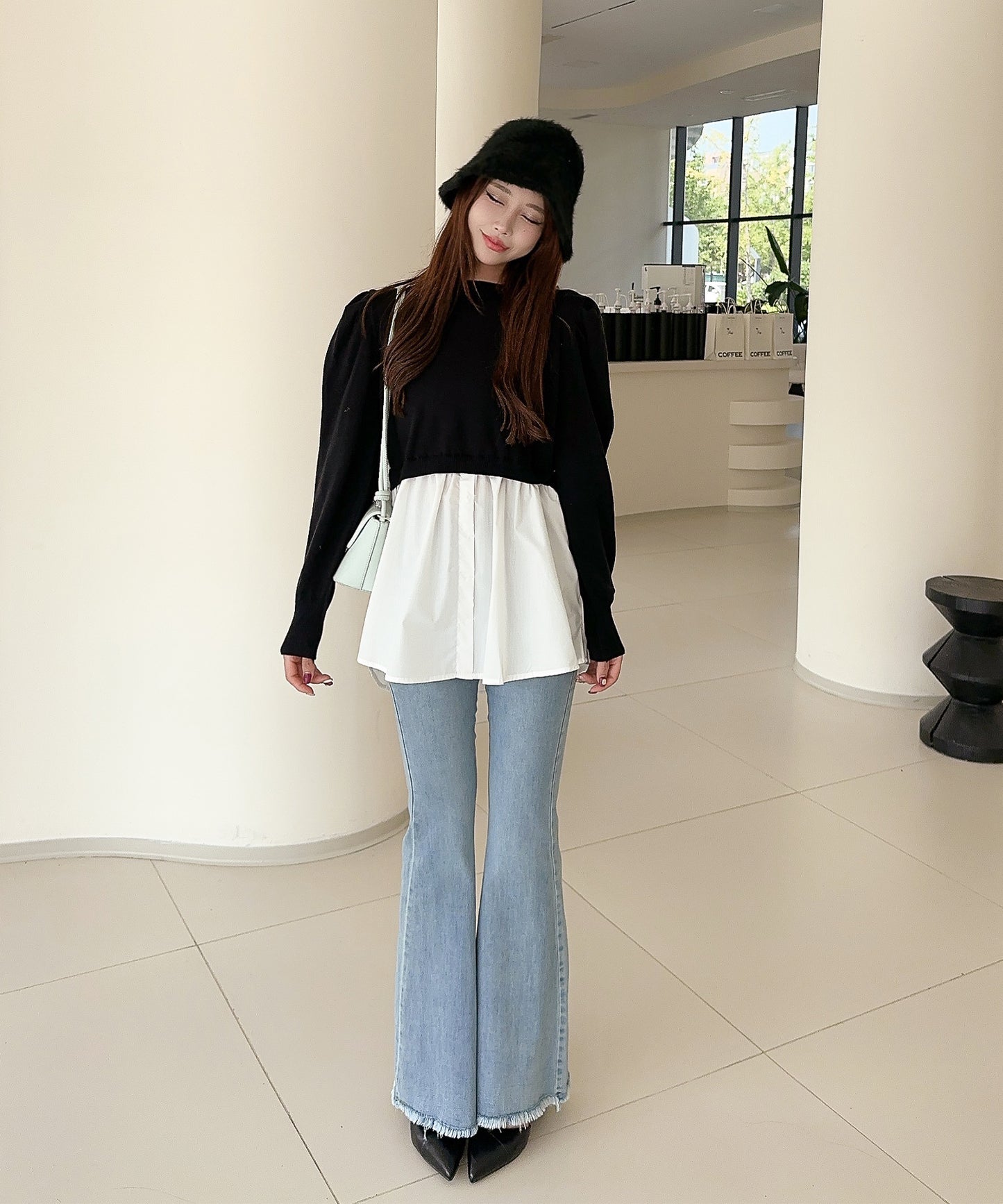 【Jasmine】シャーリングパールトップス