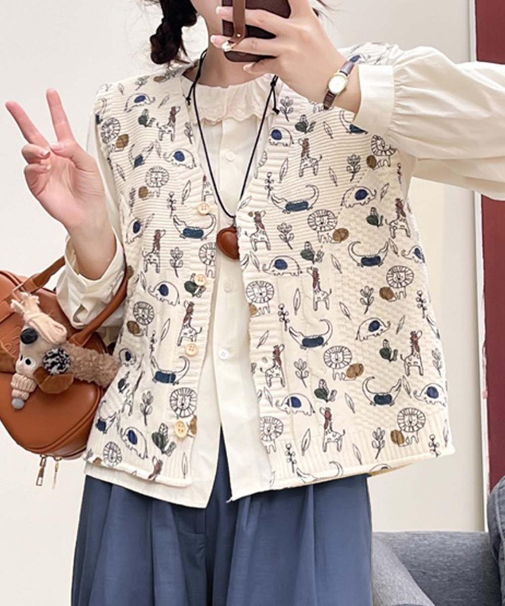 プリント柄ニットベスト