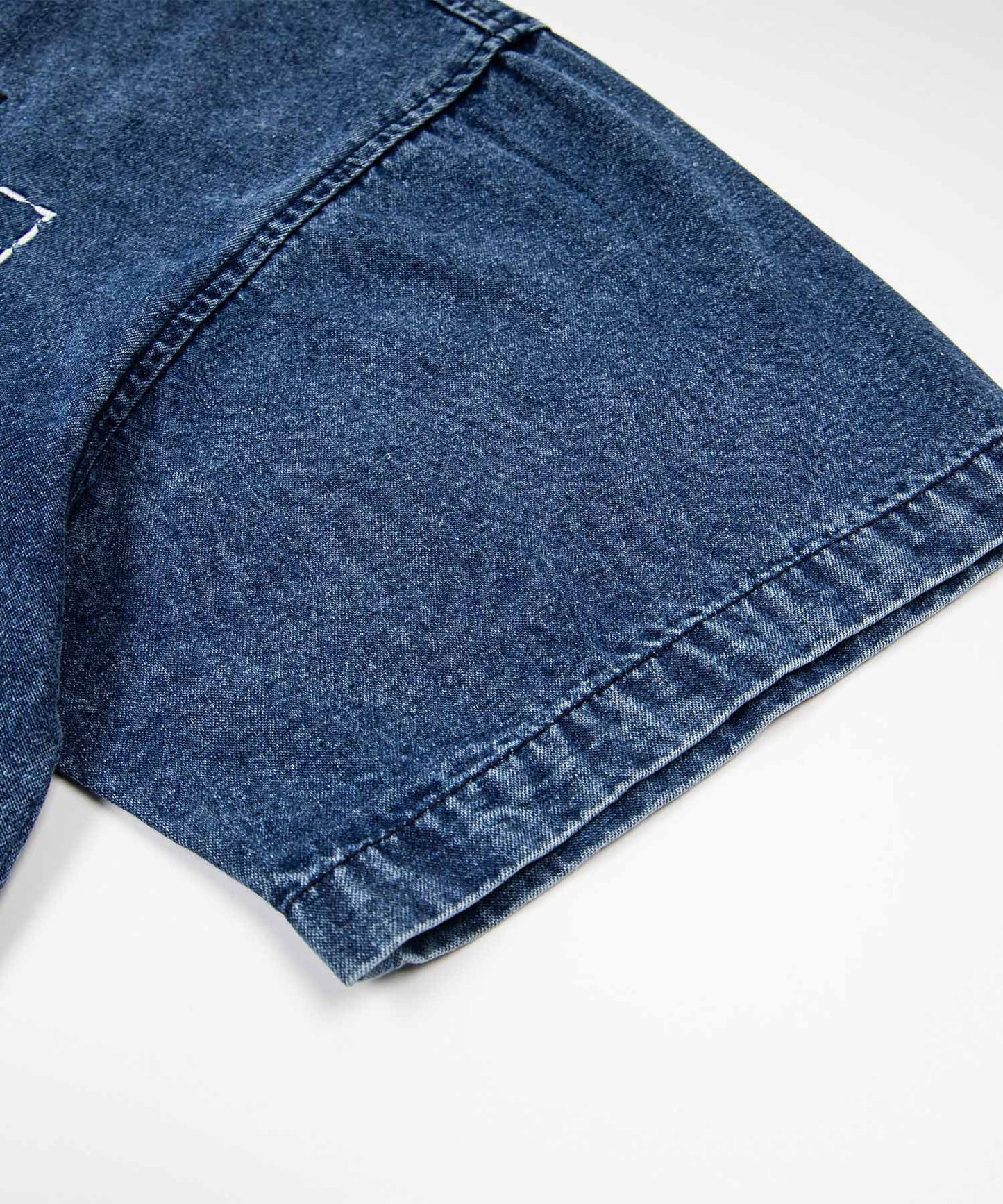 HOOK フラワーポット刺繍 × カラーボタン デニムシャツ ビッグシルエット
