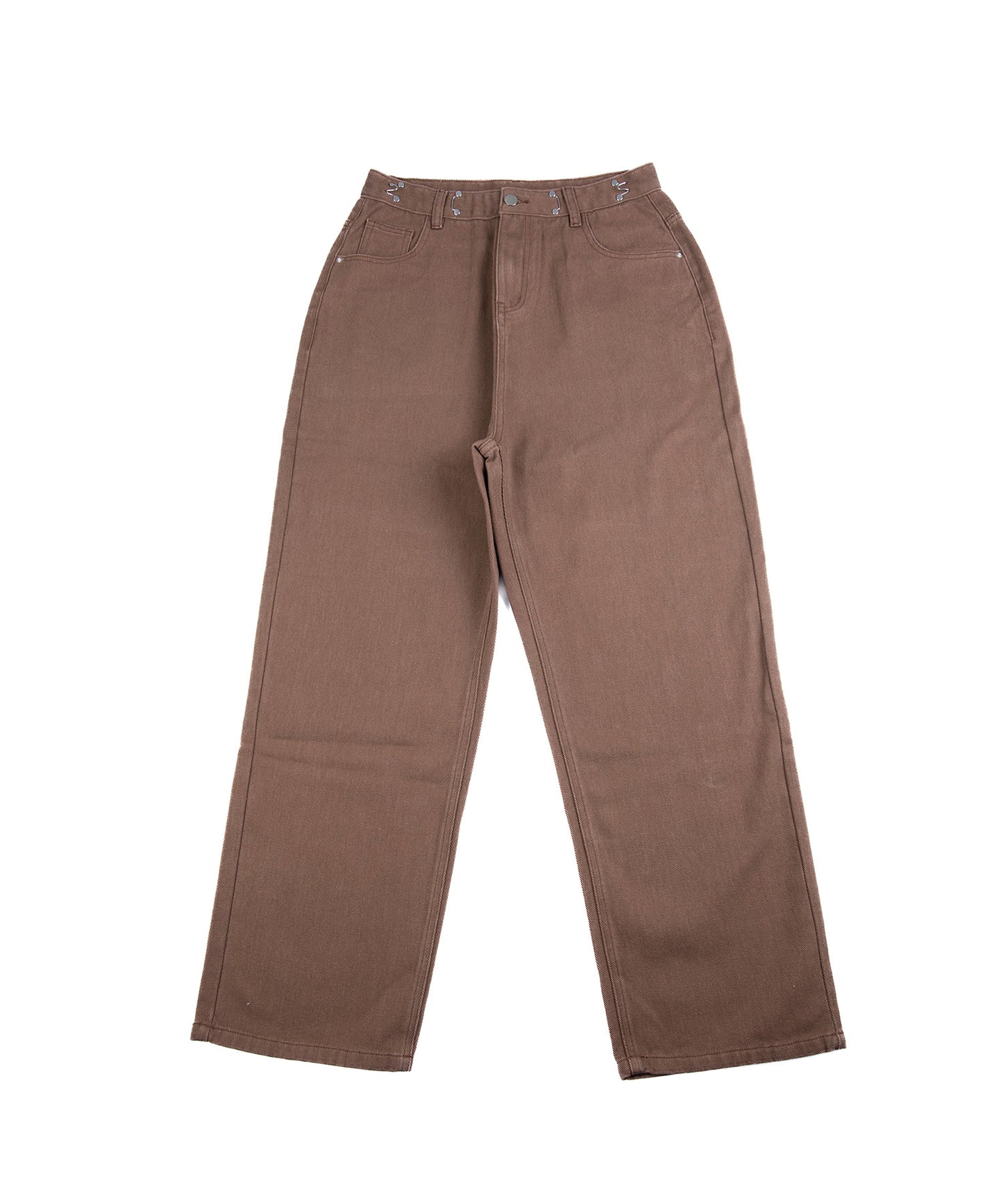 2WAYデザインジーンズデニム深めのウエストタックハイウエストデニムパンツ