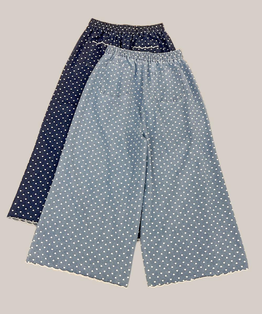 ドット柄ハイウエストワイドパンツ