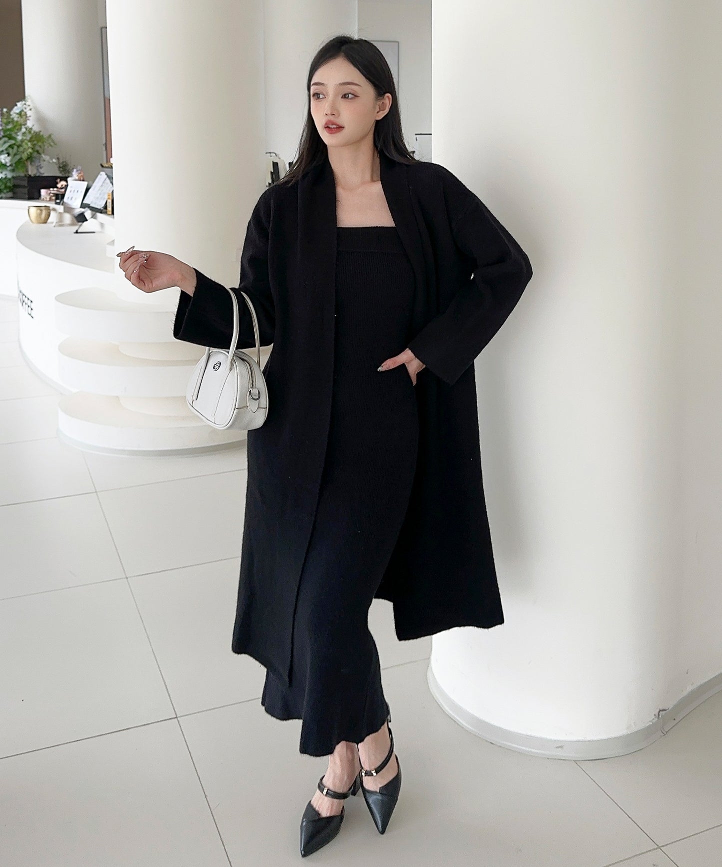 【Jasmine】ニットチューブワンピース+ロングカーディガン