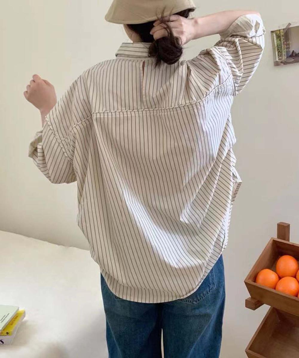 ストライプコットンシャツ