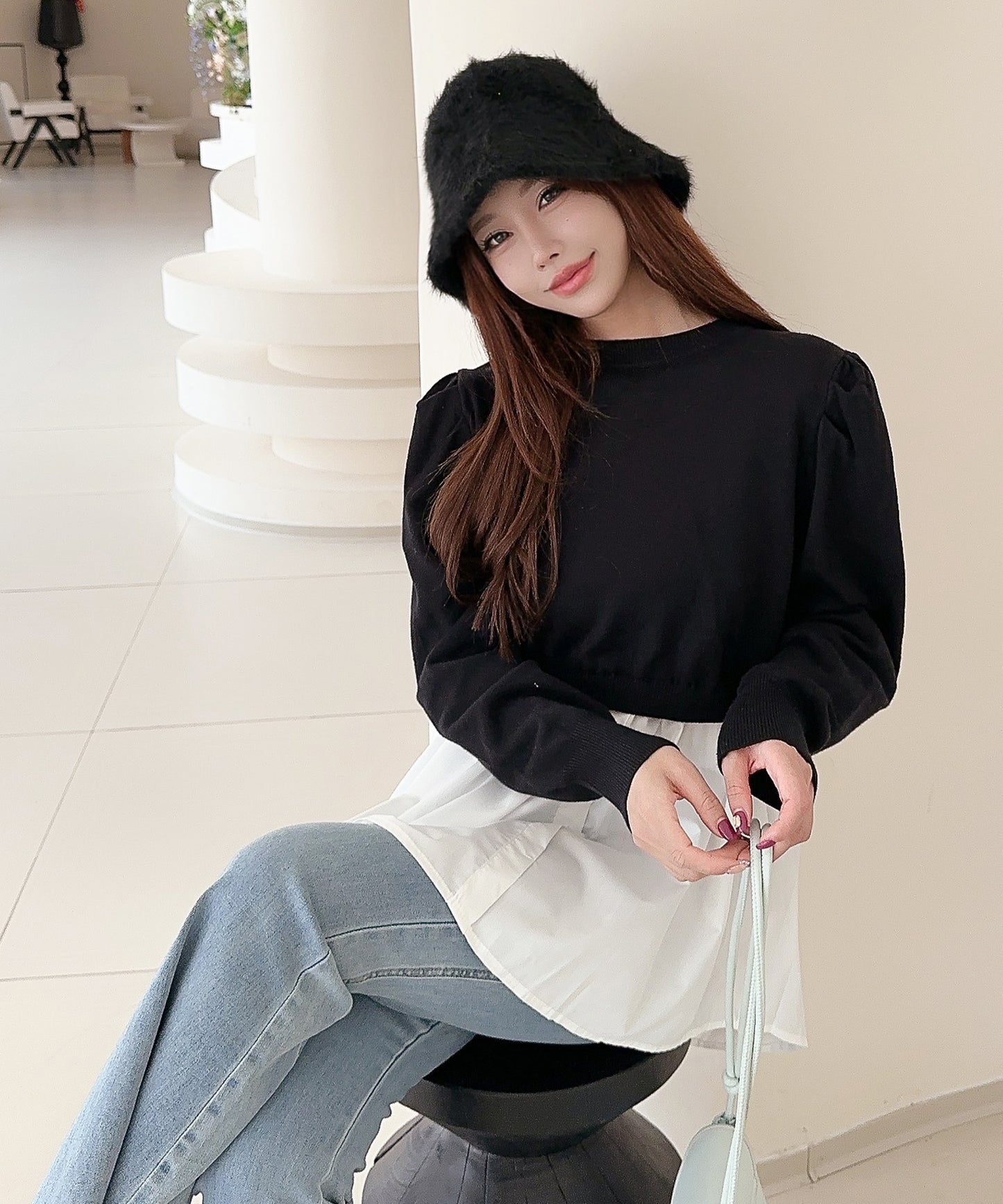 【Jasmine】シャーリングパールトップス