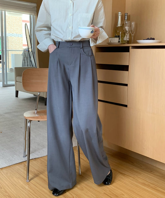 【aimoha】ハイウエストタックスラックス