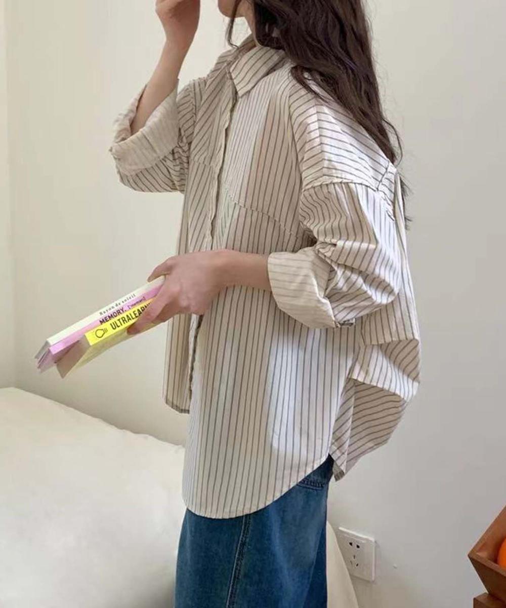 ストライプコットンシャツ