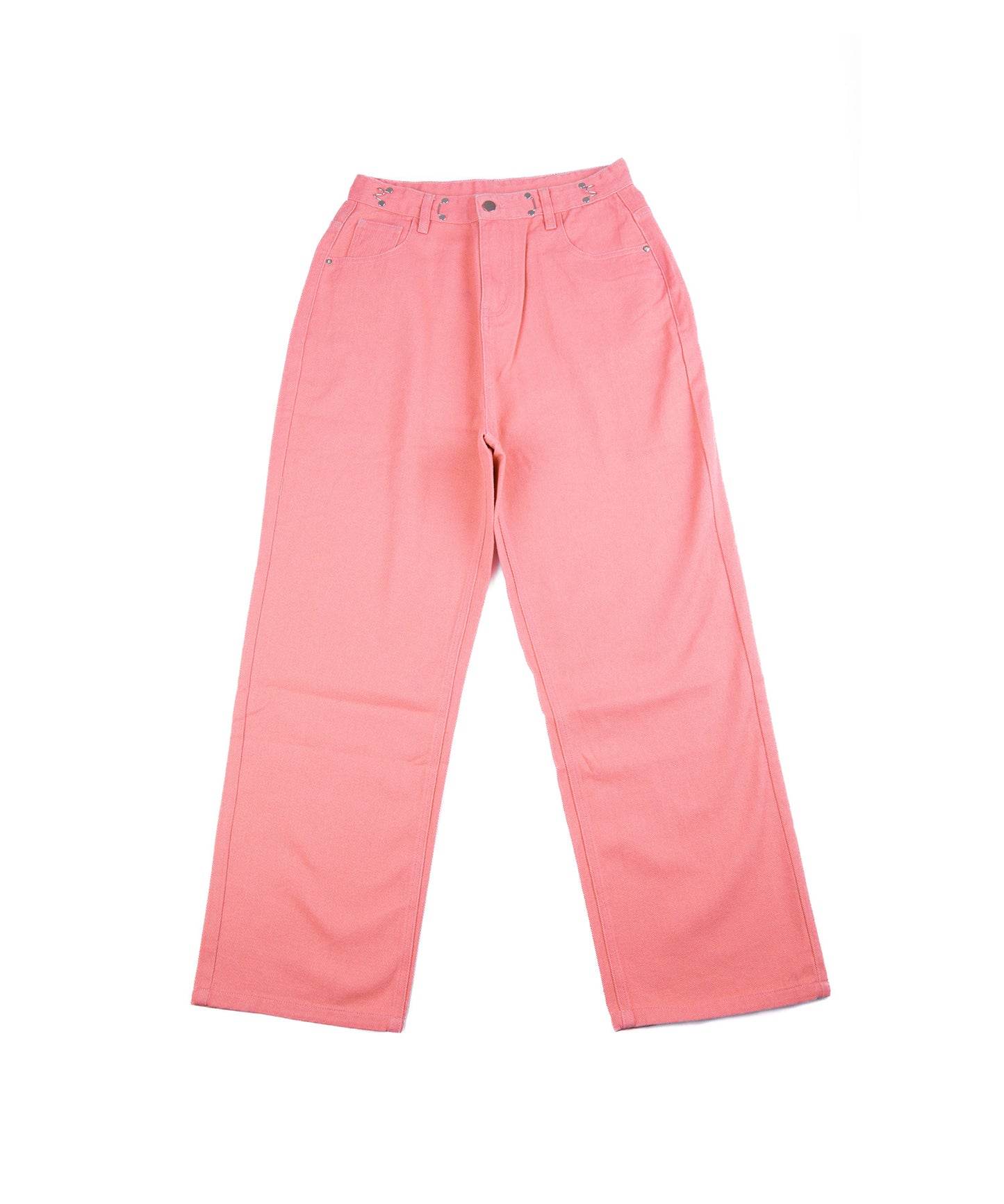 2WAYデザインジーンズデニム深めのウエストタックハイウエストデニムパンツ