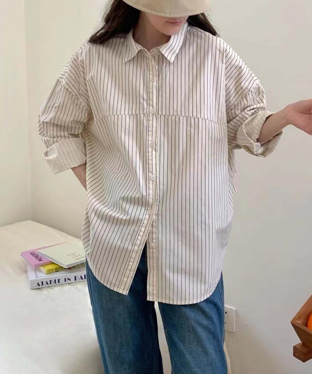 ストライプコットンシャツ