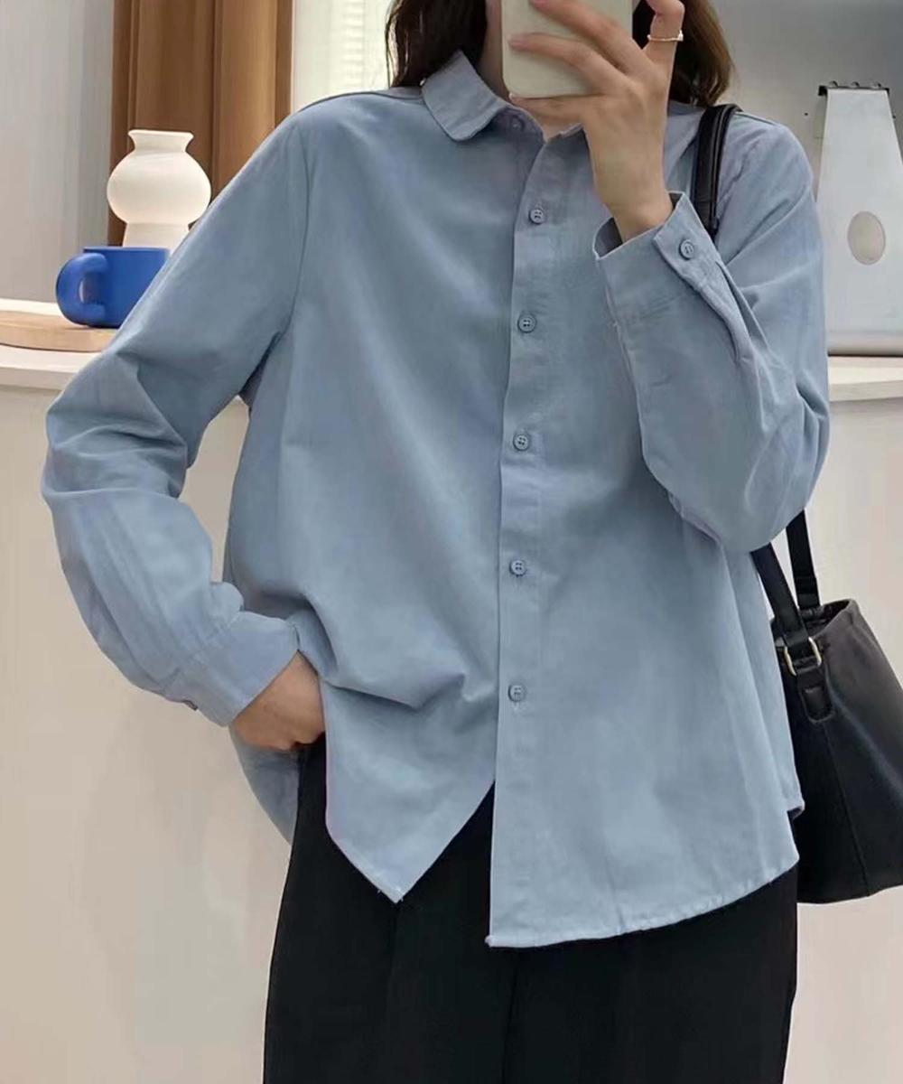 コットンラウンドカラーオーバーシャツ