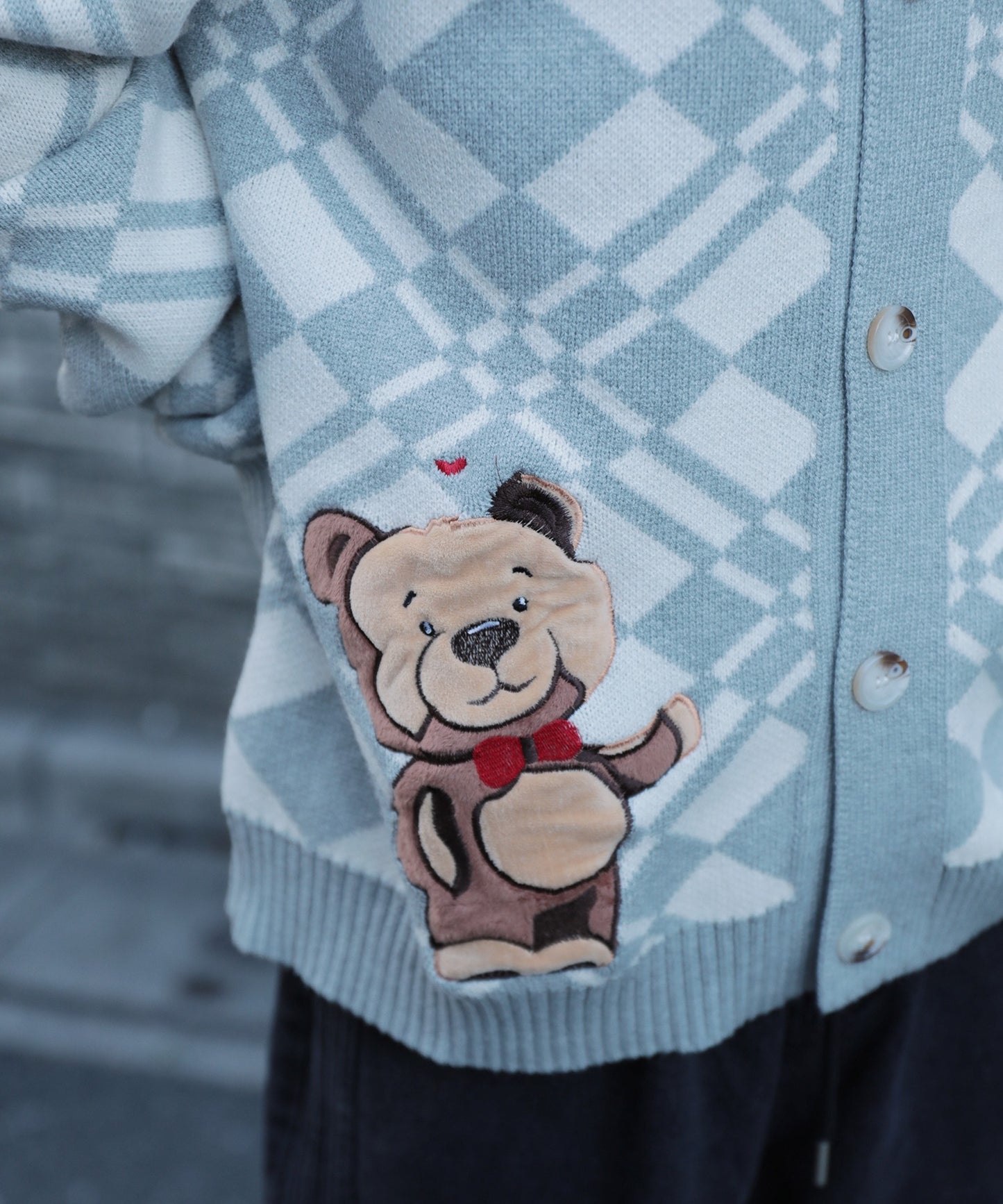 HOOK -original- ハート風船を飛ばしたクマちゃん刺繍カーディガン