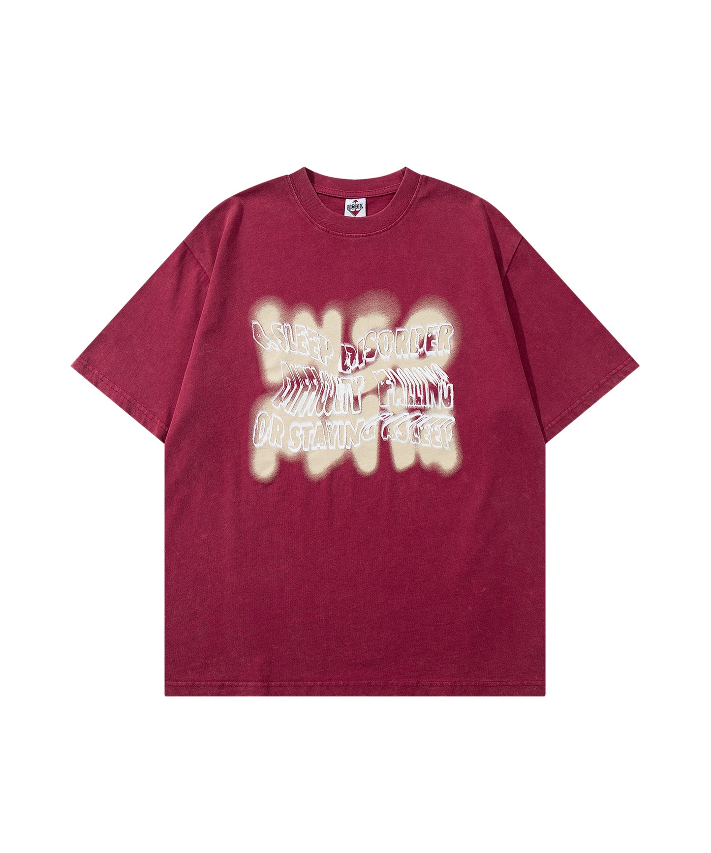 HOOK -original- ヴィンテージ風ウォッシュプリントビッグTEE