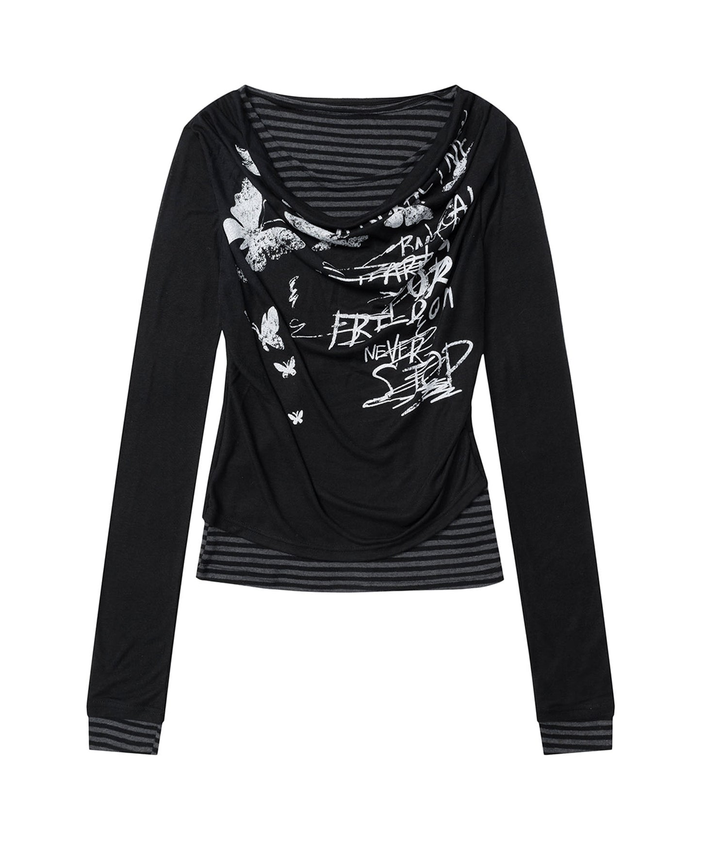 レイヤード風グラフィックロングTシャツ
