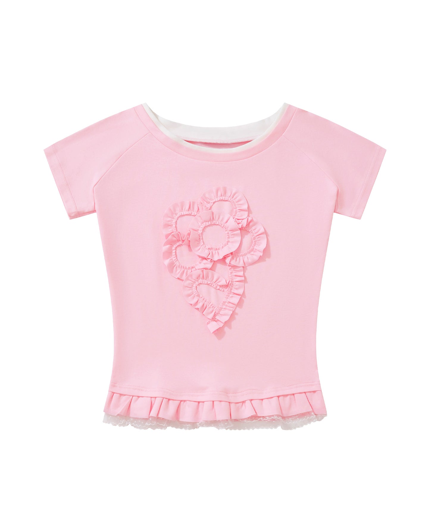 HOOK for girls 立体フリル裾レース半袖トップス (SS)