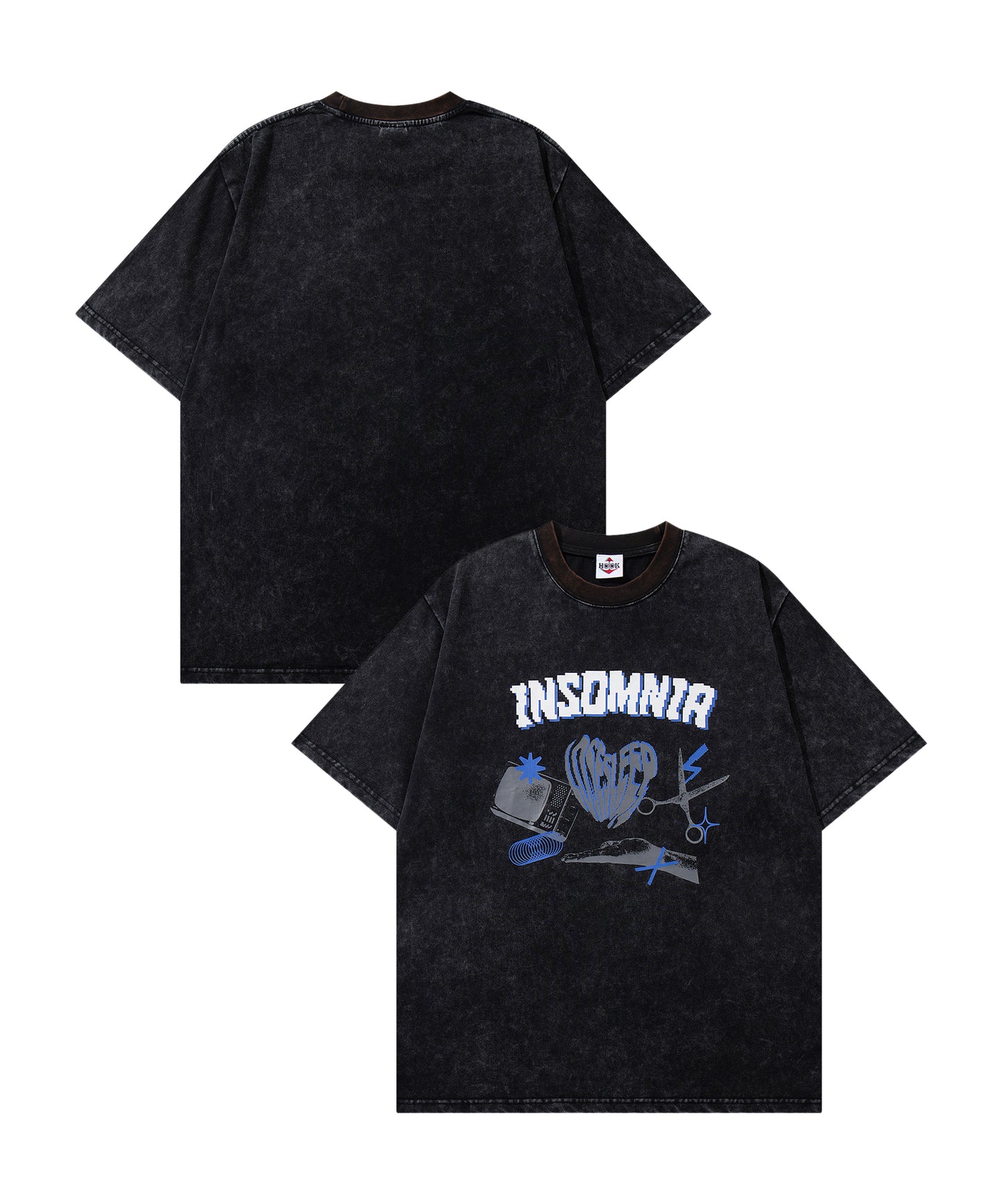 HOOK -original- ヴィンテージ風ウォッシュプリントビッグTEE