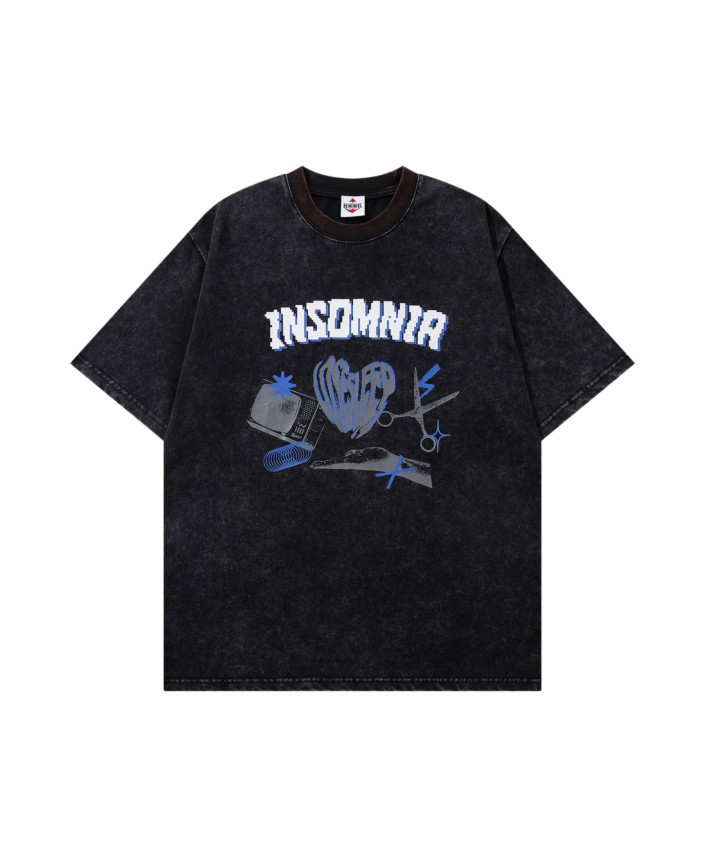 HOOK -original- ヴィンテージ風ウォッシュプリントビッグTEE