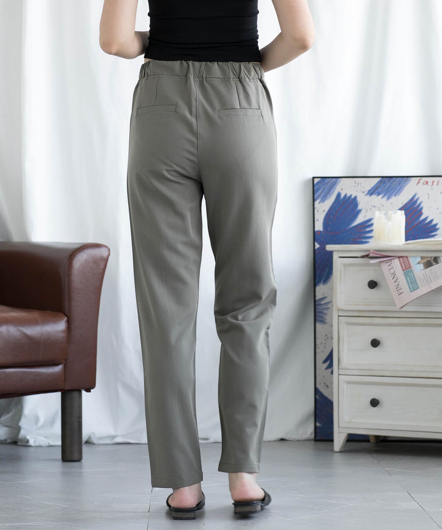 【aimohaオリジナル】センターライン切り替え ストレッチパンツ