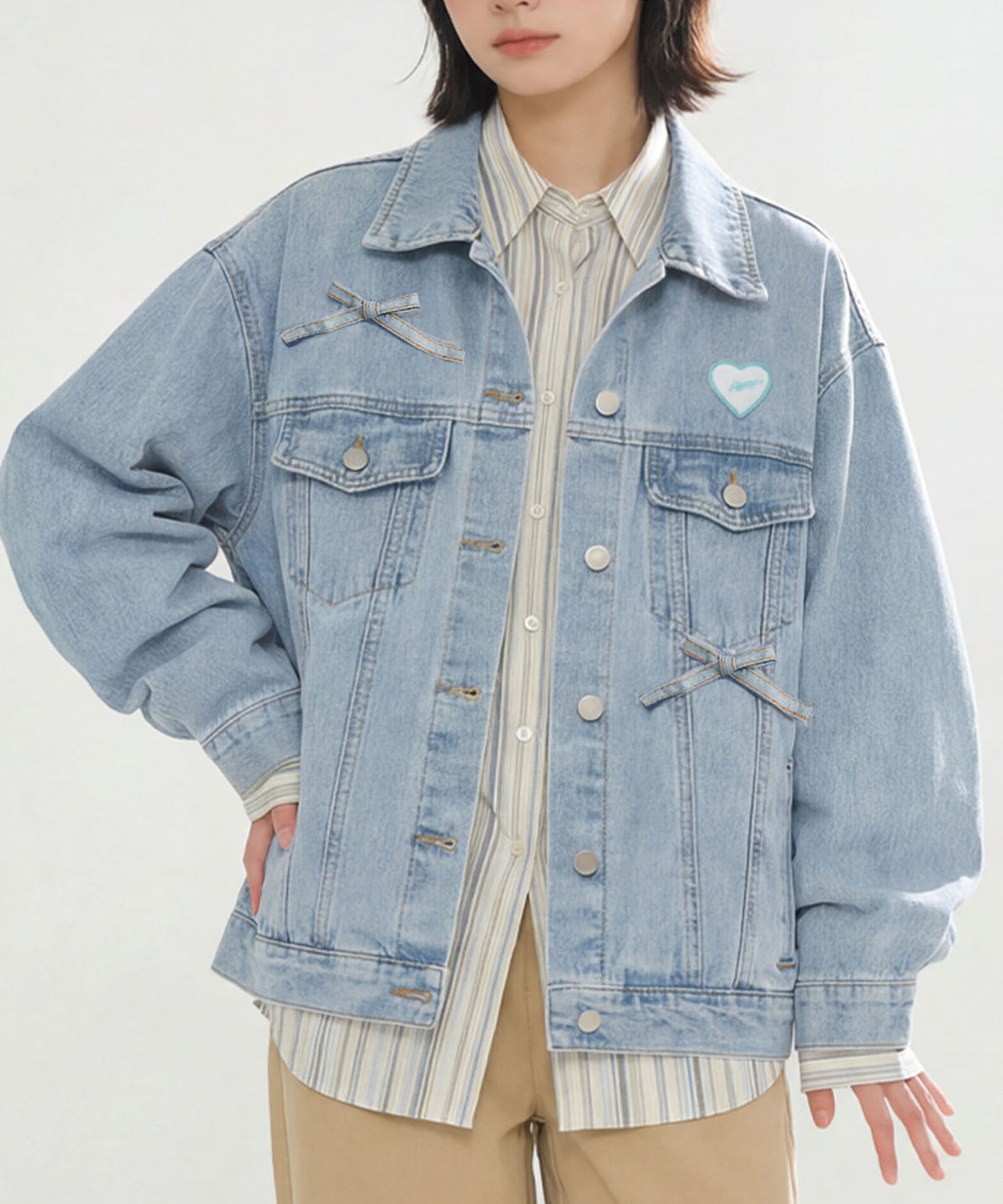 HOOK for girls リボンオーバーサイズデニムジャケット