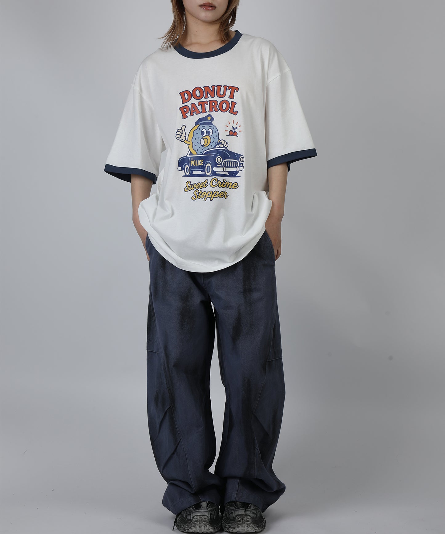HOOK -original- フードモチーフ アメリカンカートゥーンプリント ビッグTシャツ