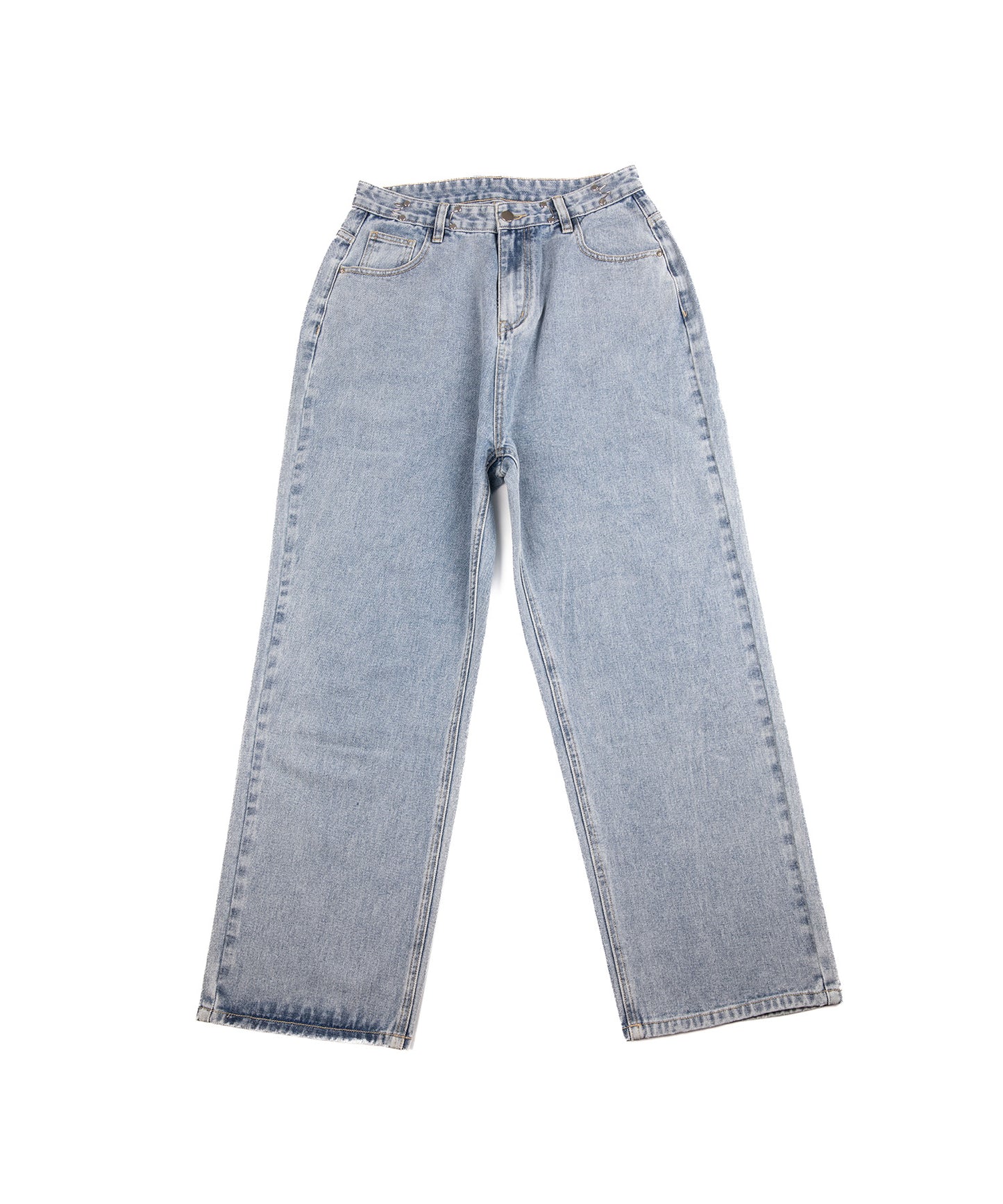 2WAYデザインジーンズデニム深めのウエストタックハイウエストデニムパンツ