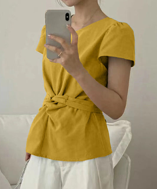 ウエストリボンブラウス