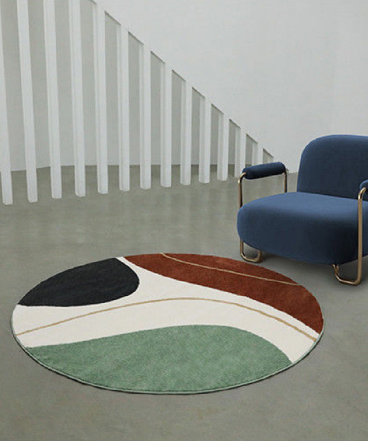 modern art circular area rug