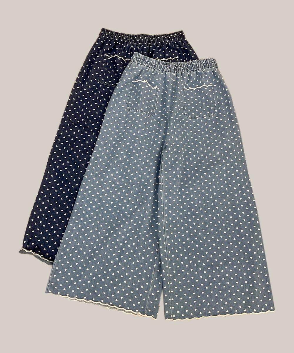 ドット柄ハイウエストワイドパンツ