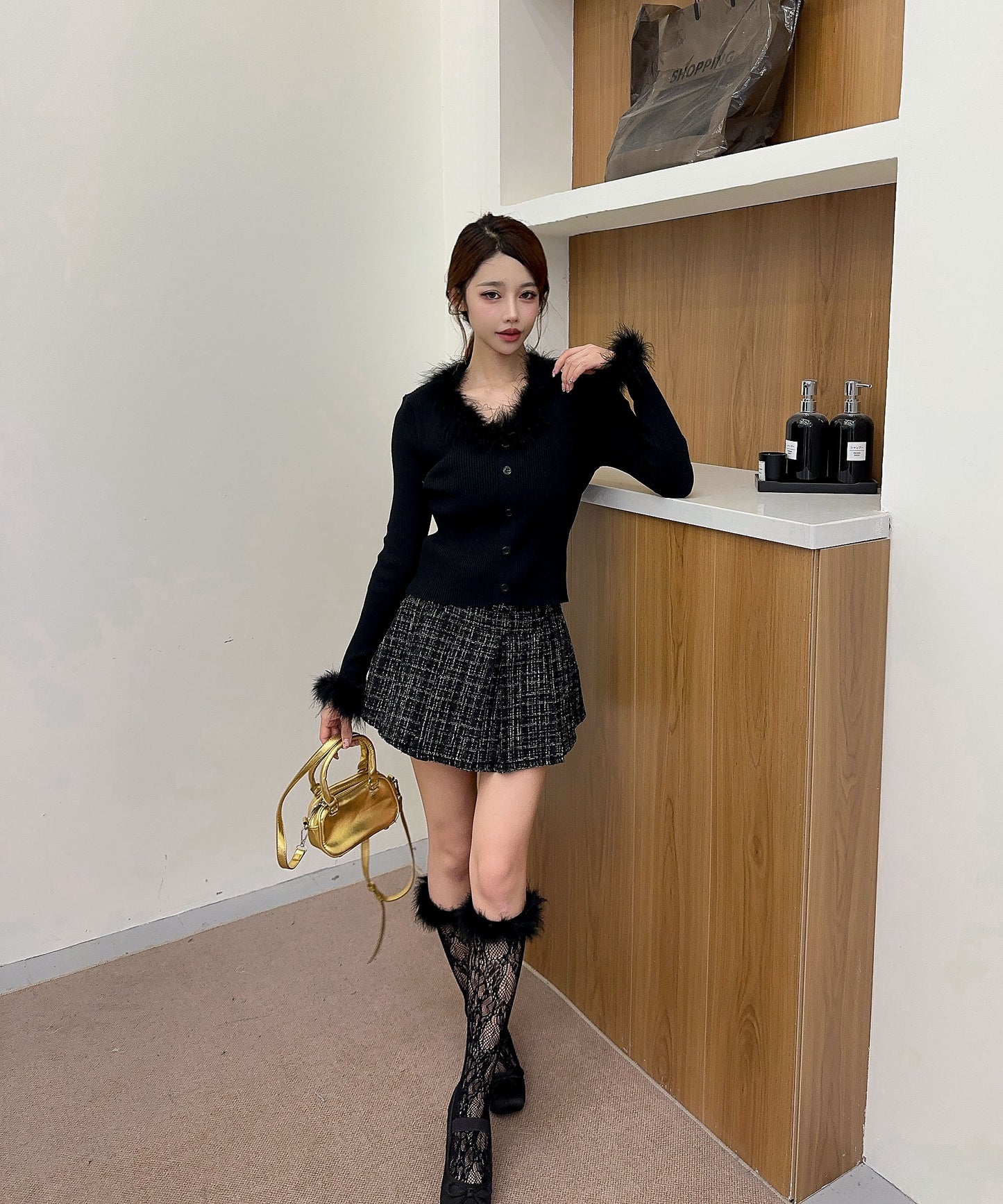 【Jasmine】ファー付ニットプルオーバー