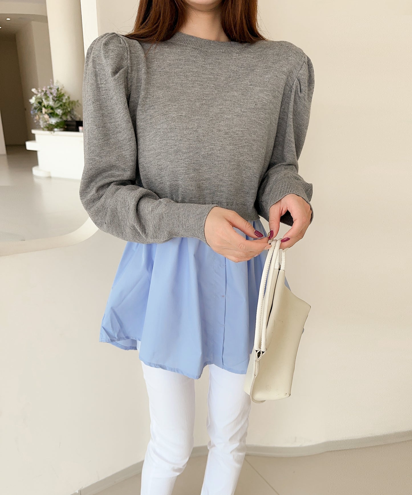 【Jasmine】シャーリングパールトップス