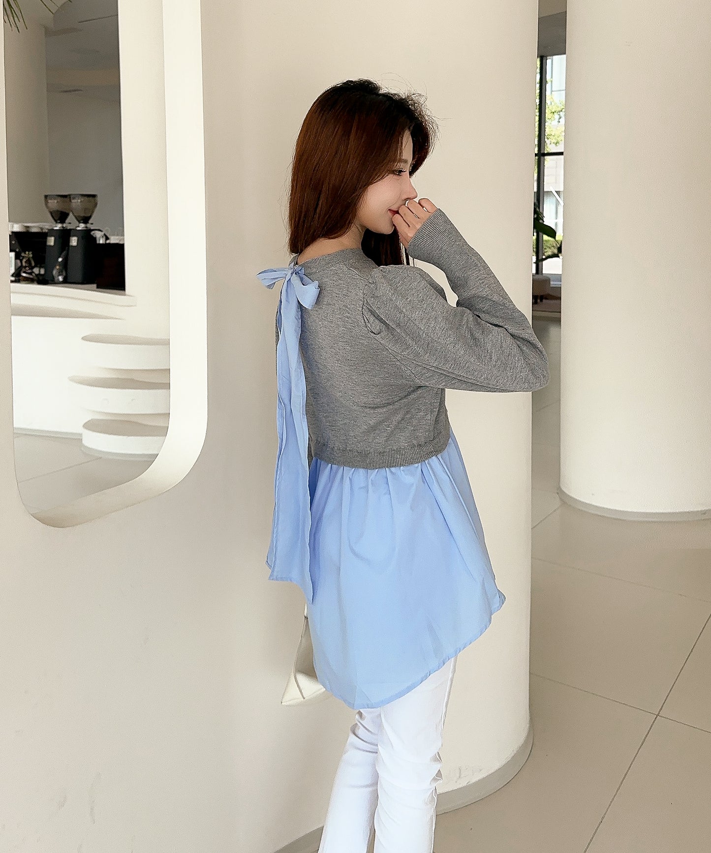 【Jasmine】シャーリングパールトップス