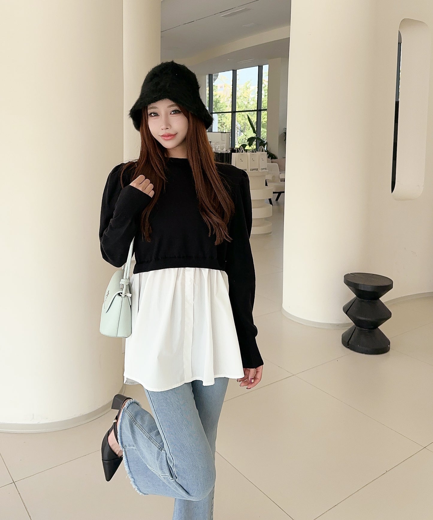 【Jasmine】シャーリングパールトップス