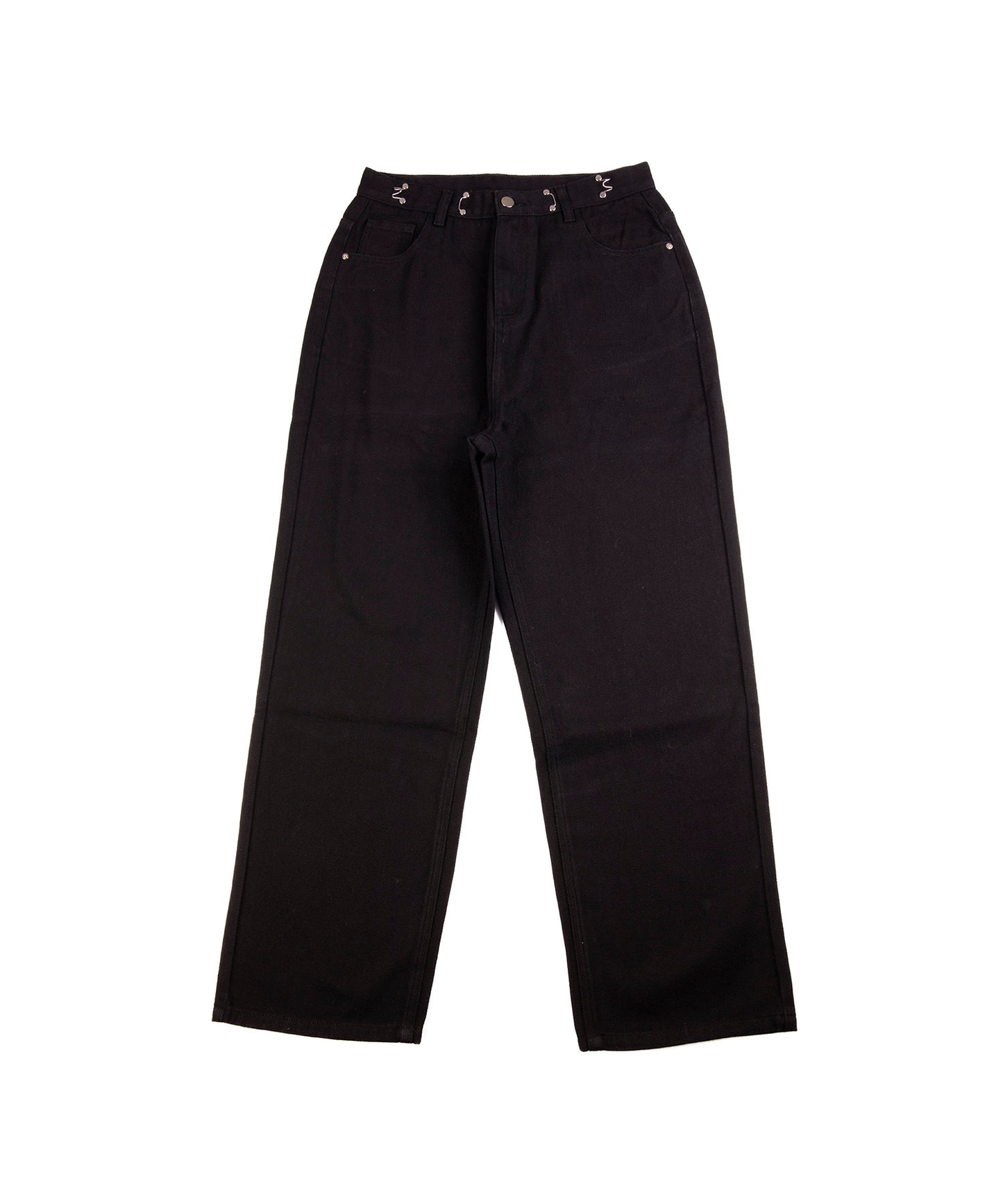 2WAYデザインジーンズデニム深めのウエストタックハイウエストデニムパンツ