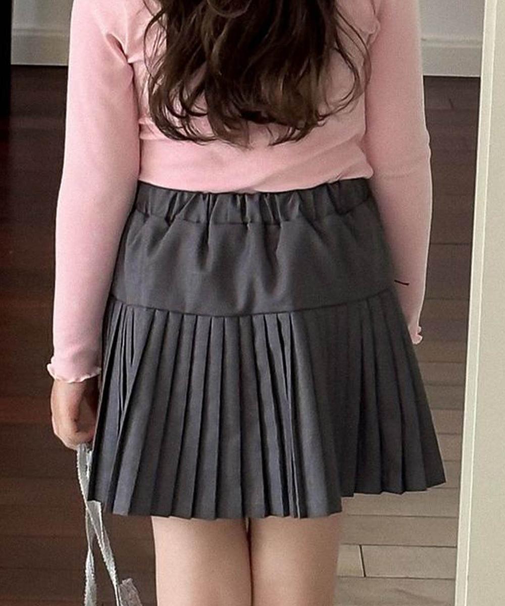 【aimoha-KIDS-】リボン付きミニプリーツスカート
