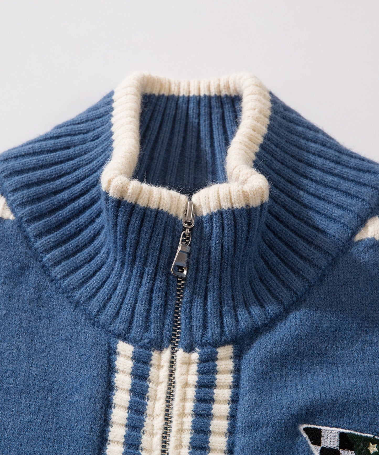 HOOK -original-/ワッペン刺繍レーシング風ダブルジップカーディガン