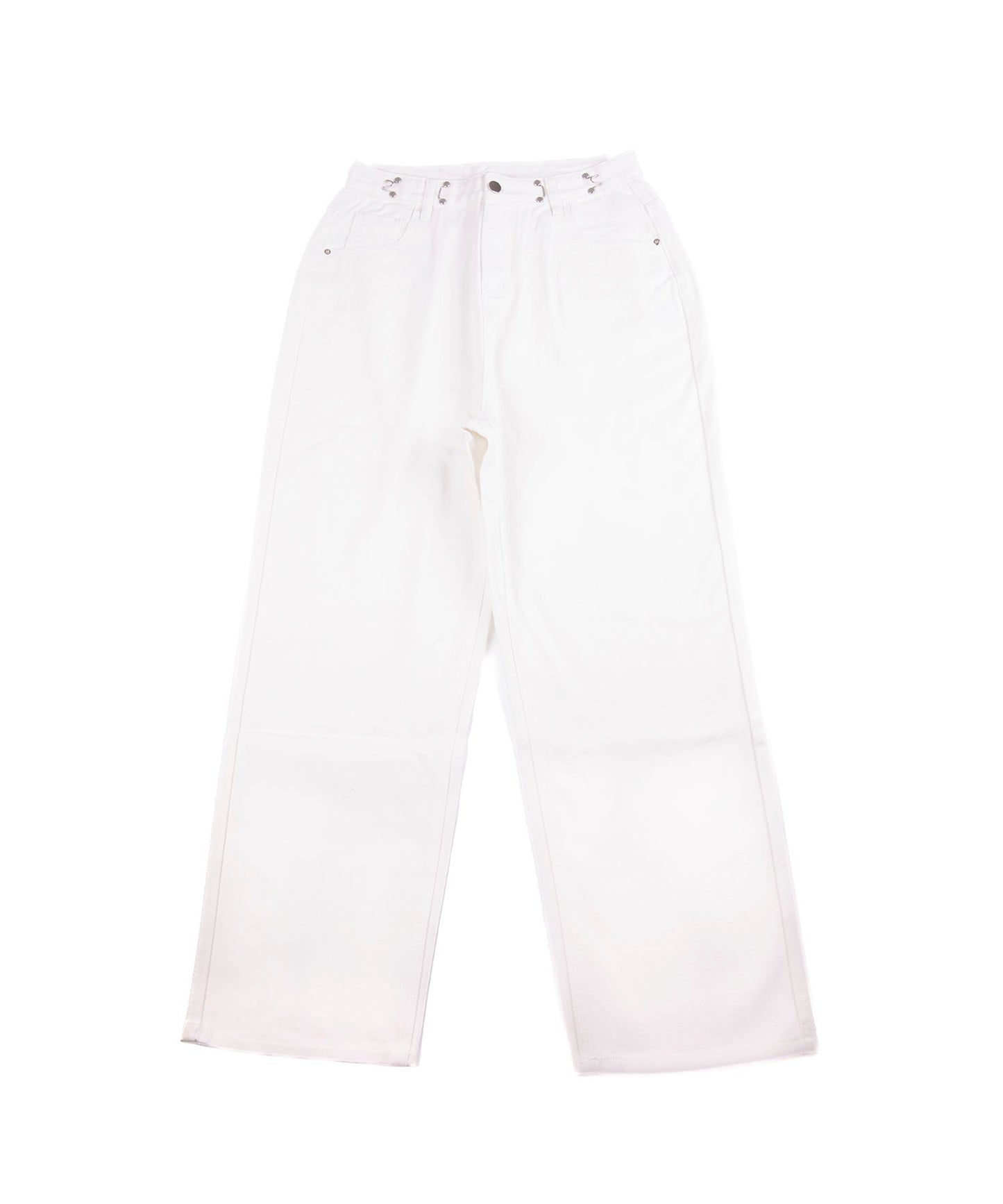 2WAYデザインジーンズデニム深めのウエストタックハイウエストデニムパンツ