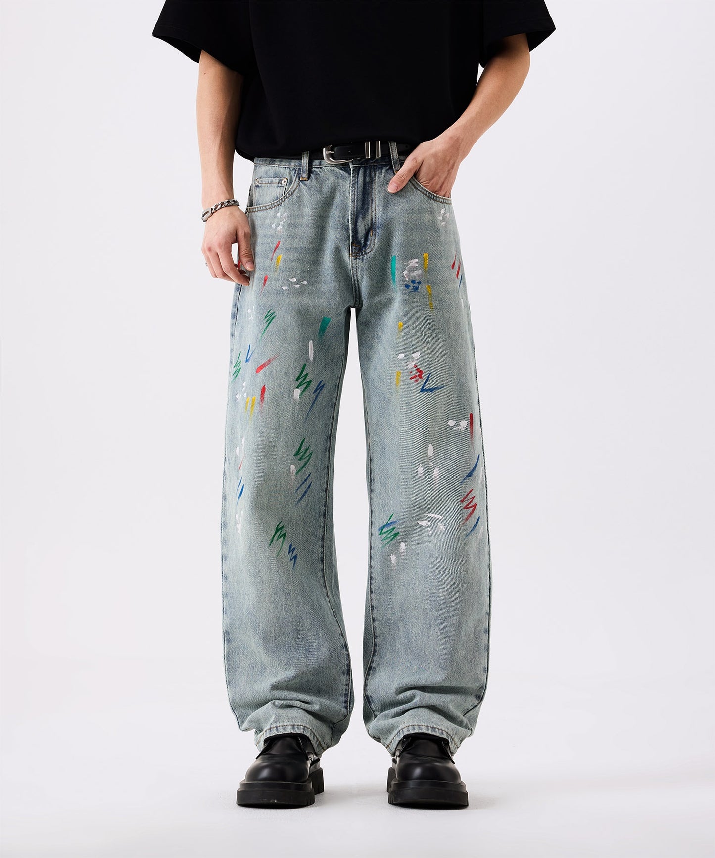 HOOK ペイントスプラッシュ デニムパンツ