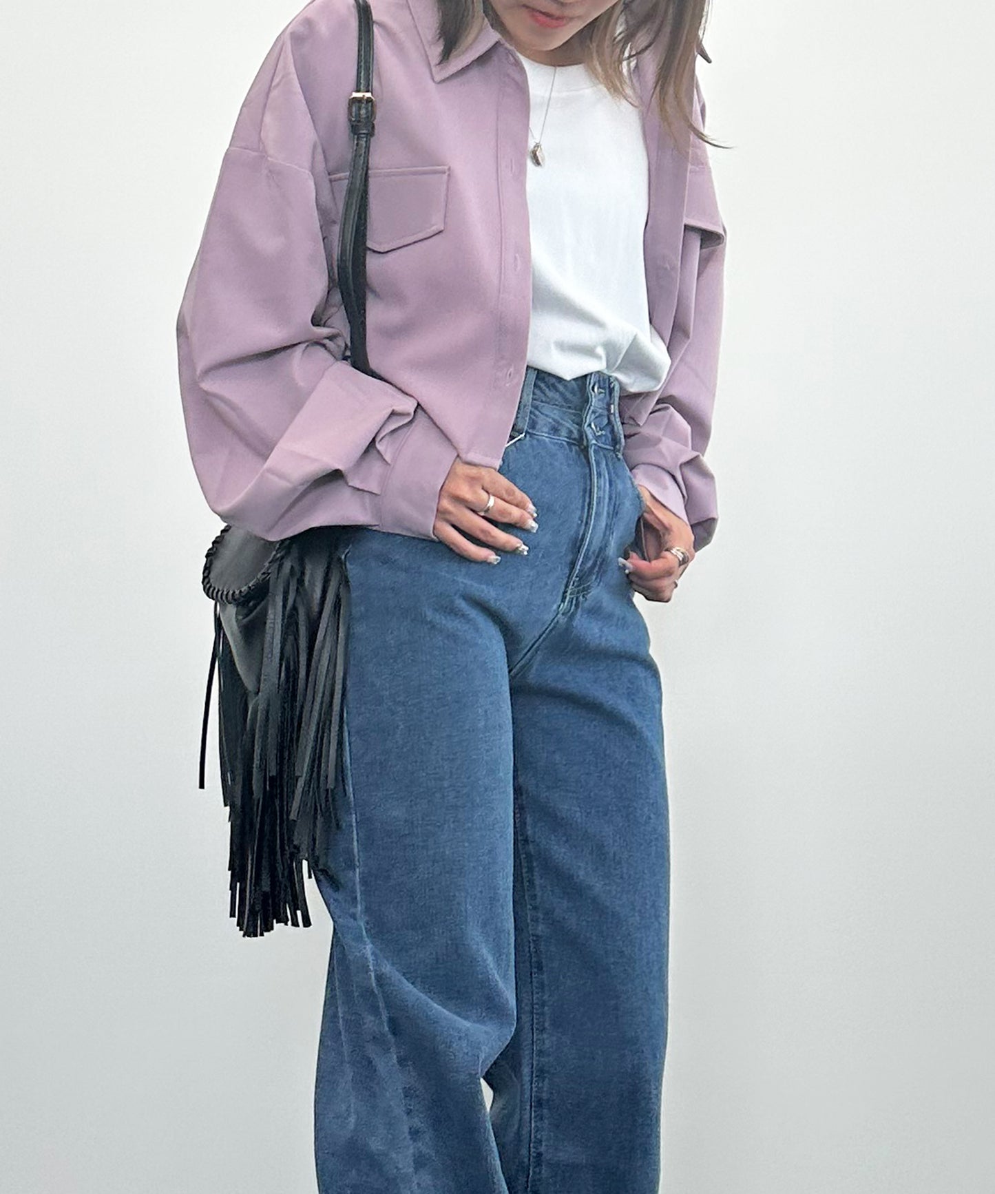 【aimohaオリジナル】シンプルボリュームスリーブショートシャツ