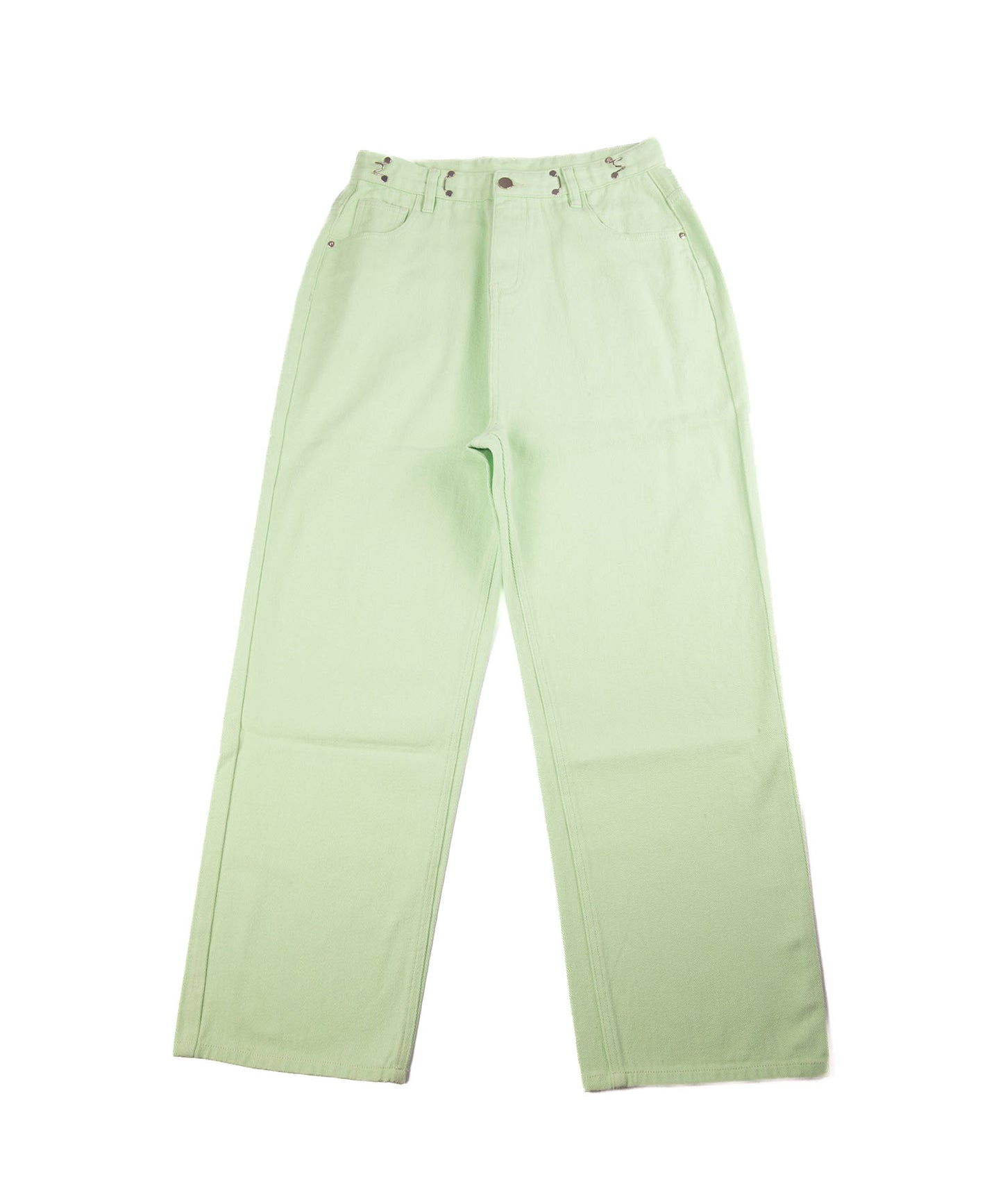 2WAYデザインジーンズデニム深めのウエストタックハイウエストデニムパンツ