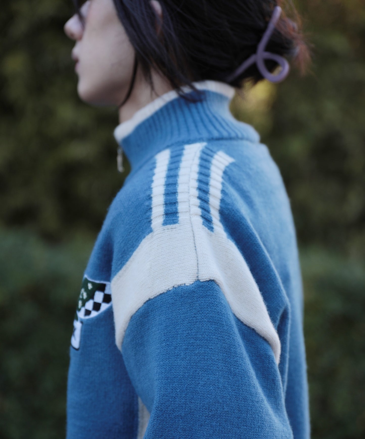 HOOK -original-/ワッペン刺繍レーシング風ダブルジップカーディガン