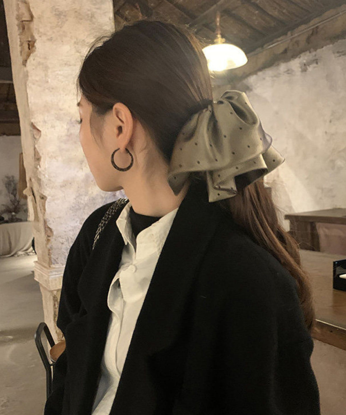 aimoha/ドット柄ビッグリボンヘアクリップ